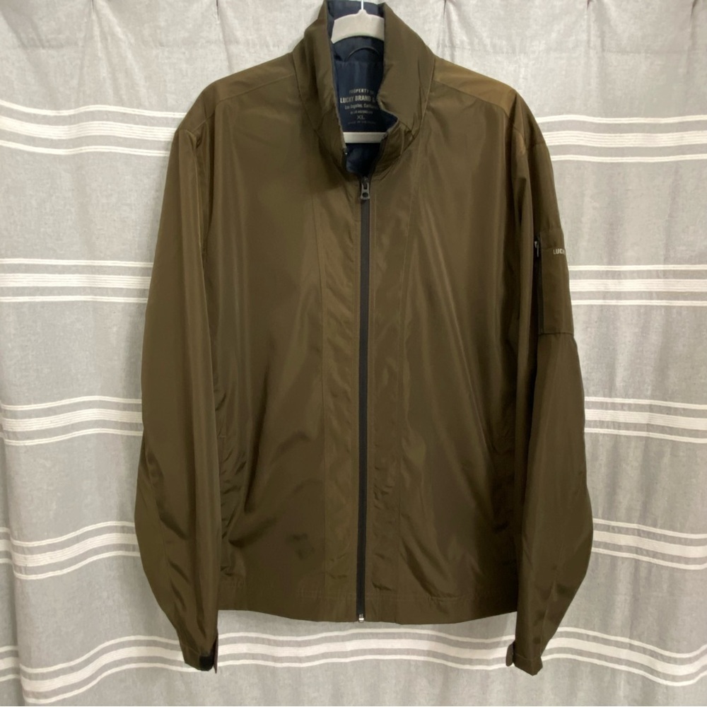LUCKY BRAND / Men's Brown Iridescent Lined Windbreaker / Rain Jacket Size XL